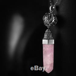 Manjola sterling silver wire-wrapped necklace with rose quartz point crystal