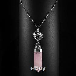 Manjola sterling silver wire-wrapped necklace with rose quartz point crystal