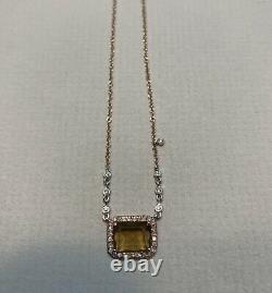 Meira T Rose Gold Smokey Quartz Pendant Necklace MSRP $1,095.00