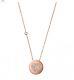Michael Kors Rose Gold Tone Chain+heart Crystal Pave Pendant Necklace Mkj5054