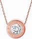 Michael Kors Rose Gold Tone Crystal MK Logo Pendant Necklace MKJ5342791