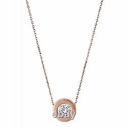 Michael Kors Rose Gold Tone Crystal MK Logo Pendant Necklace MKJ5342791