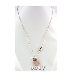Michael Kors Rose Gold Tone, Mk Monogram, Heart Charm, Mop, Crystal, Necklace Mkj5641