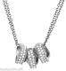 Michael Kors Silver 3 Pave Crystal Ring Charms Pendant Necklace Mkj2965+pouch