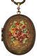 Michal Negrin Large Locket Necklace Multicolor Rose Crystal Pendant Chain Floral