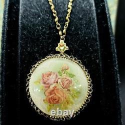 Michal Negrin Locket Necklace Long Photo Pendant Rose Crystal Round New Gift 37