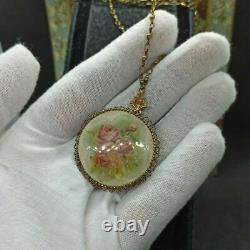Michal Negrin Locket Necklace Long Photo Pendant Rose Crystal Round New Gift 37