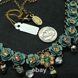Michal Negrin Necklace Chandelier Roses Vintage Statement With Crystals Gift Box