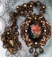 Michal Negrin Necklace Oversized Cameo Pendant Victorian Rose Crystal Bead Large