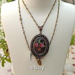 Michal Negrin Necklace Victorian Large Roses Gothic and Swarovski Crystals Gift