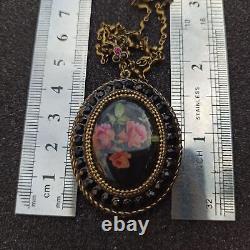 Michal Negrin Necklace Victorian Large Roses Gothic and Swarovski Crystals Gift