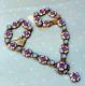 Michal Negrin Necklace Y-Drop Chunky Roses Purple Floral Crystals Massive Gift