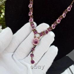 Michal Negrin Necklace Y-Drop Fuchsia Roses & Swarovski Crystals Victorian Gift