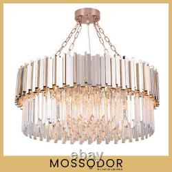 Modern Large Crystal Ceiling Light Gold Chrome Black Pendant Chandelier Lamp