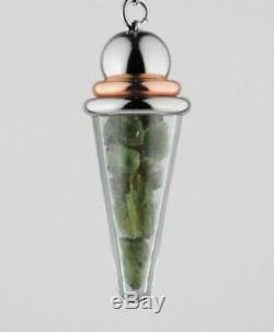 Moldavite Pendulum Pendant Copper Ring (Gift Rare Lavender Rose Quartz Tumble)