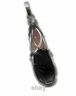 Moldavite with Rose Quartz Crystal Necklace Pendant Czech Republic Tektite MR2s