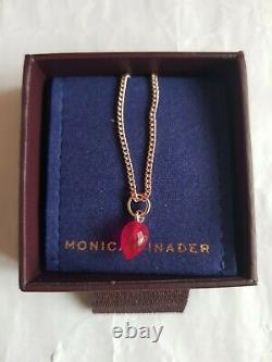 Monica Vinader Fiji Bud Rose gold Pink quartz pendant With Chain New