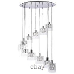 Multi Light Ceiling Pendant12 Bulb Chrome & Crystal ChandelierHeight Drop Lamp