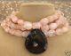 Multi-strand Pink Rose Crackle Quartz Gems Black Geode Druzy Pendant Necklace