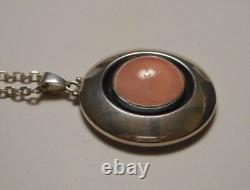 NE FROM Denmark Sterling 925 Rose Quartz Mod Pendant on 24 Chain & Earrings Set