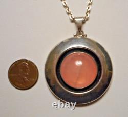 NE FROM Denmark Sterling 925 Rose Quartz Mod Pendant on 24 Chain & Earrings Set