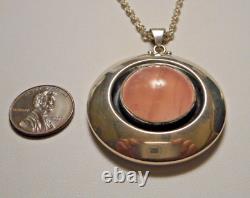 NE FROM Denmark Sterling 925 Rose Quartz Mod Pendant on 24 Chain & Earrings Set