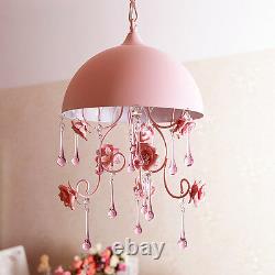 NEW Rose Pink Flower Chandelier Light Crystal Pendant Lamp Ceiling GIFT
