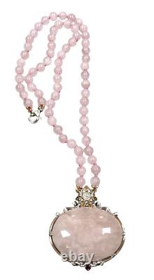 NH Michael Valitutti sterling silver Rose Quartz pendant and bead necklace NWOT