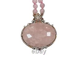 NH Michael Valitutti sterling silver Rose Quartz pendant and bead necklace NWOT