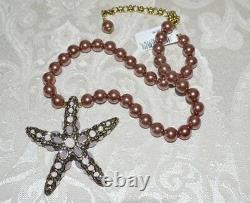 NWT $340 HEIDI DAUS Sea-ing Stars Starfish Pendant Necklace Rose Pearl Crystals