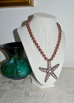 NWT $340 HEIDI DAUS Sea-ing Stars Starfish Pendant Necklace Rose Pearls Crystals