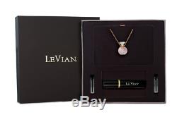 NWT LeVian Gemstone Perfume Necklace Rose Quartz Gold Bottle Vial Pendant Pink