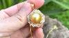 Natural Australia Deep Gold Pearl Diamond 18k Piaget Rose Style Jewelry Set Pendant Ring Earring