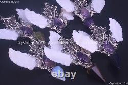 Natural Gemstones White Shell Angel Wing Hexagram Star Healing Pendant Beads New