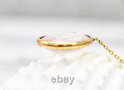 Natural Love Rose Quartz Fancy Oval Pendant 10kt Yellow Gold Minimalist Necklace