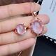 Natural Mozambican Pink/Rose Crystal 925 Sterling Silver Pendant Ring Set Gift