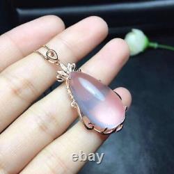 Natural Mozambican Pink/Rose Crystal Quartz Silver Pendant Necklace Gift