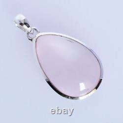 Natural Pink Rose Quartz Gemstone 925 Sterling Silver Pendant Handmade Jewelry