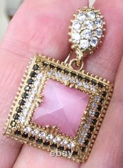 Natural Rose Quartz Diamond & Sapphire 14K Y Gold Vermeil plate & 925 Necklace