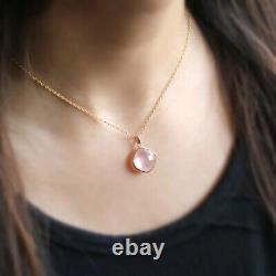 Natural Rose Quartz Fancy Cushion Pendant 14k Yellow Gold only pendant GIFT