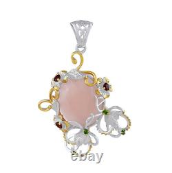 Natural Rose Quartz Pendant 925 Sterling Silver Handmade Jewelry Valentines Gift