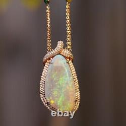 Natural Solid Crystal opal diamaond pendant necklace withtourmaline TW71.8ct KG200