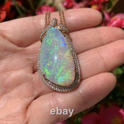 Natural Solid Crystal opal diamaond pendant necklace withtourmaline TW71.8ct KG200