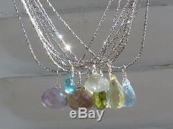 Necklace/925 silver pendant, amethyst, apatite, topaz, prehnite, rose quartz