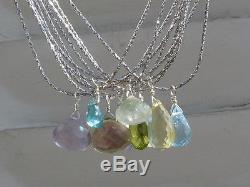 Necklace/925 silver pendant, amethyst, apatite, topaz, prehnite, rose quartz