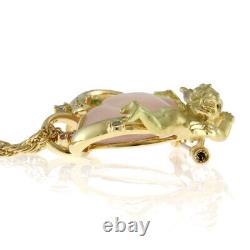 Necklace K18 yellow gold Rose Quartz20.00ct Ruby BIBLEseries Pendant Brooch used