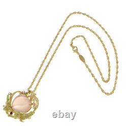 Necklace K18 yellow gold Rose Quartz20.00ct Ruby BIBLEseries Pendant Brooch used