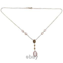 Necklace Rosary Women's Gold 18 Carats Mantis with Stones Pink And Medal Madonna