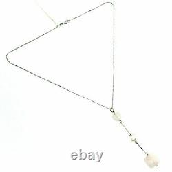 Necklace White Gold 18K, Pendant, Pink Quartz Square and Heart with Pearl