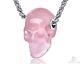 Necklace of 0.8 Rose Quartz Hand Carved Crystal Skull Pendant, Skull Jewelry